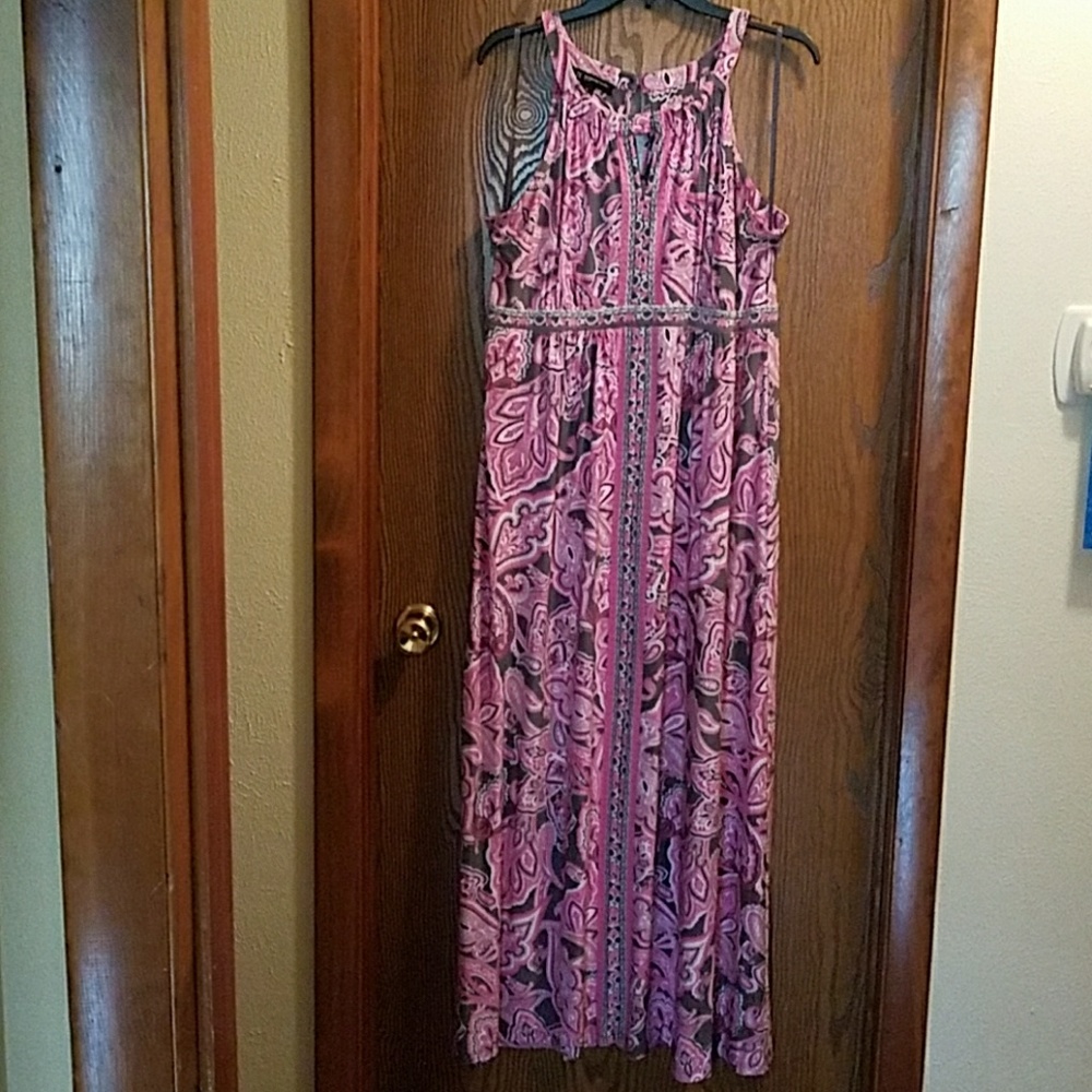 Pink/gray/white sleeveless dress